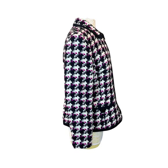 Louben Bracelet Sleeve Bold Houndstooth Tweed Lined VTG Jacket Pink Accents 12 - Picture 4 of 12